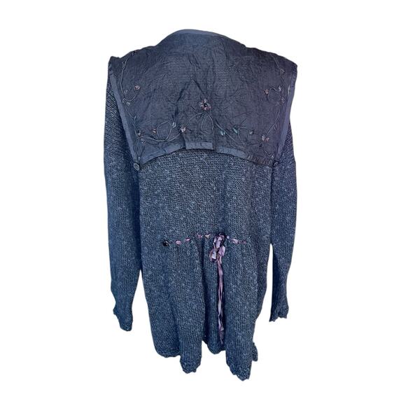 Hot Knots Engraved Buttons Crochet Flounce Sweater Lace Collar Size L/XL - Picture 8 of 11